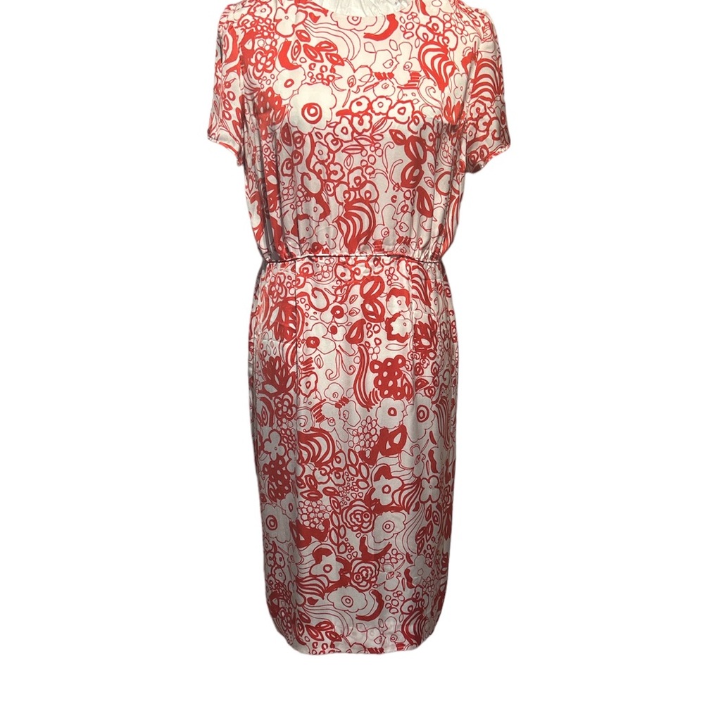 - Sergio Mosca silk white red floral dress short sleeves NEW with TAG size…